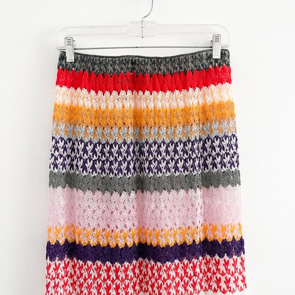 MISSONI Metallic Crochet Knit High-rise Maxi Skirt In Multicolored Slit Coverup - Picture 10 of 15